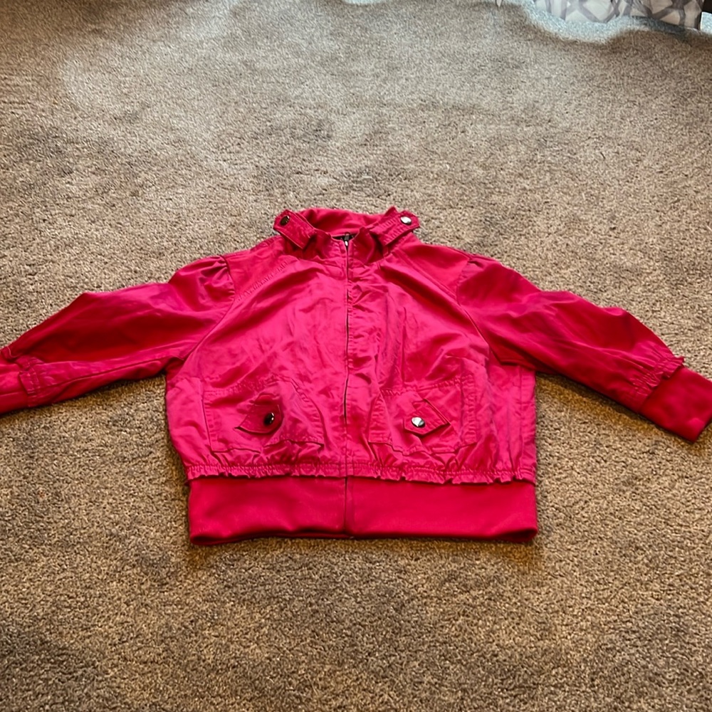Pink cropped zip down jacket